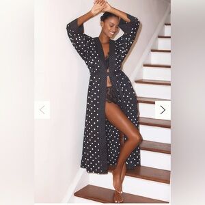 THE GREAT. SLEEP The Robe XS/S Black Polka Dot NWT